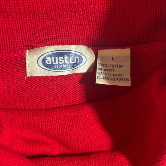 VTG Austin Clothing Women Sweater L Cowl Neck Knitted American Flag Patriotic - Picture 2 of 12